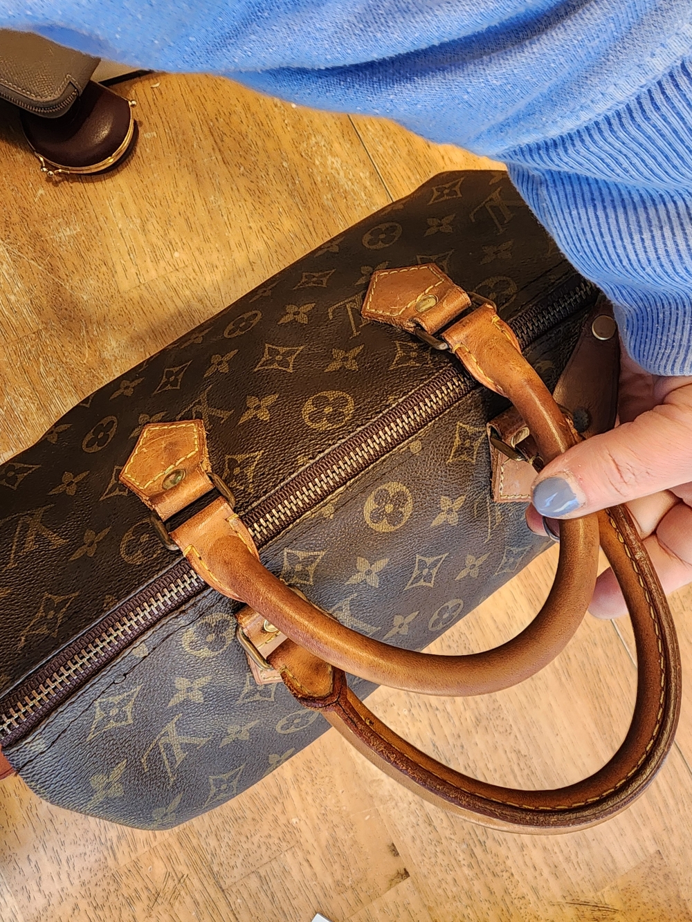 Louis Vuitton Monogram Canvas Satchel in Brown with Tan Trim - Picture 5 of 16